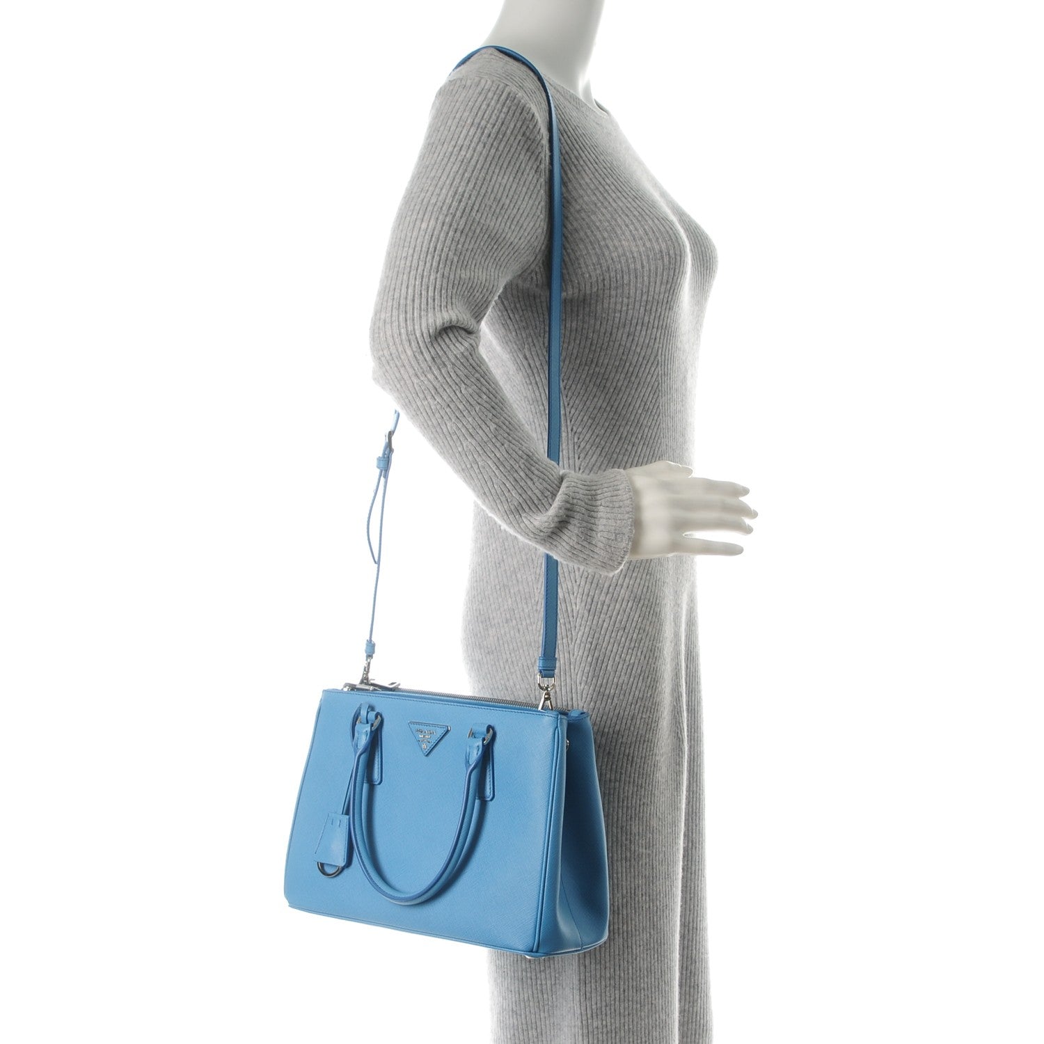 Prada Saffiano Small Galleria Double Zip Tote Mare 2 of 8