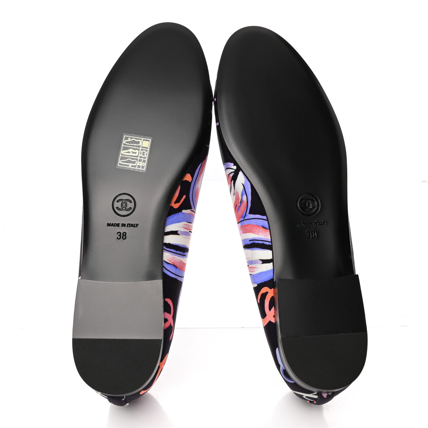 Chanel Printed Stretch Jersey Cap Toe Ballerina Flats 38 Black Multicolor 6 of 10