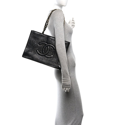Chanel Glazed Aged Calfskin CC Tote Black 2 of 11