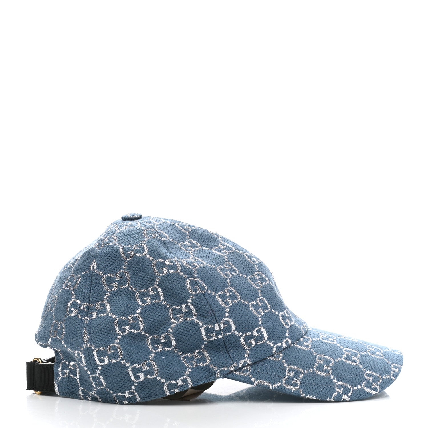 Gucci Canvas Lame GG Monogram Rush Baseball Hat M Blue Silver 6 of 12