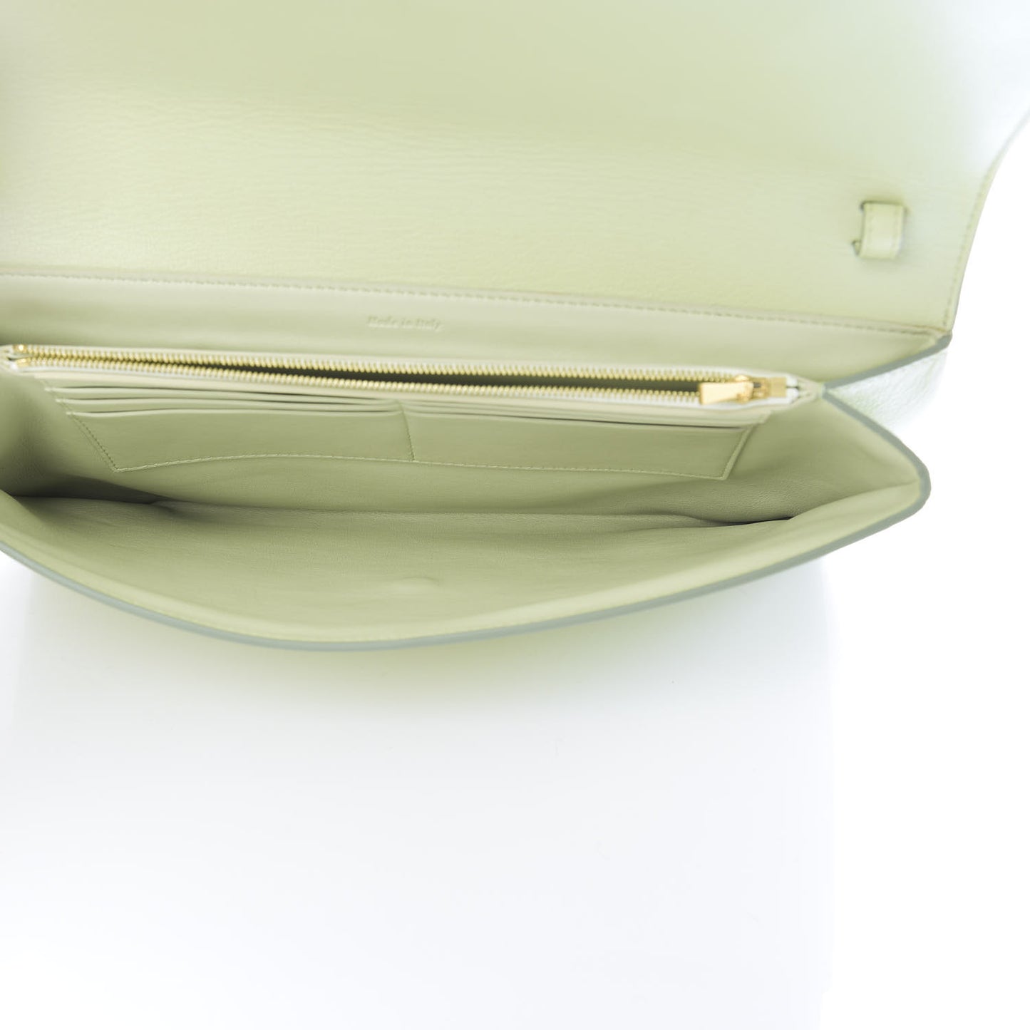 Calfskin Folded Clutch With Strap Jade