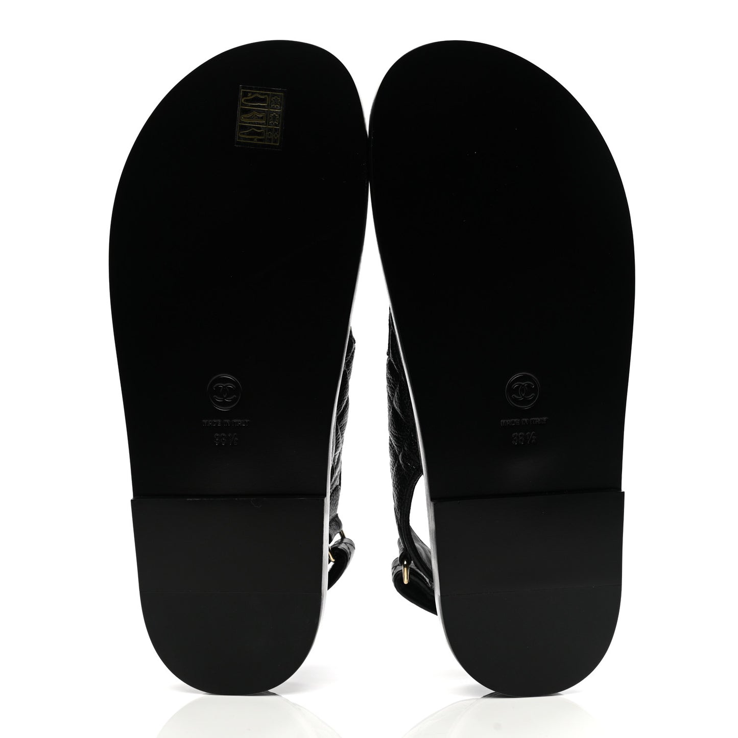 Grained Calfskin Velcro Dad Sandals 38.5 Black