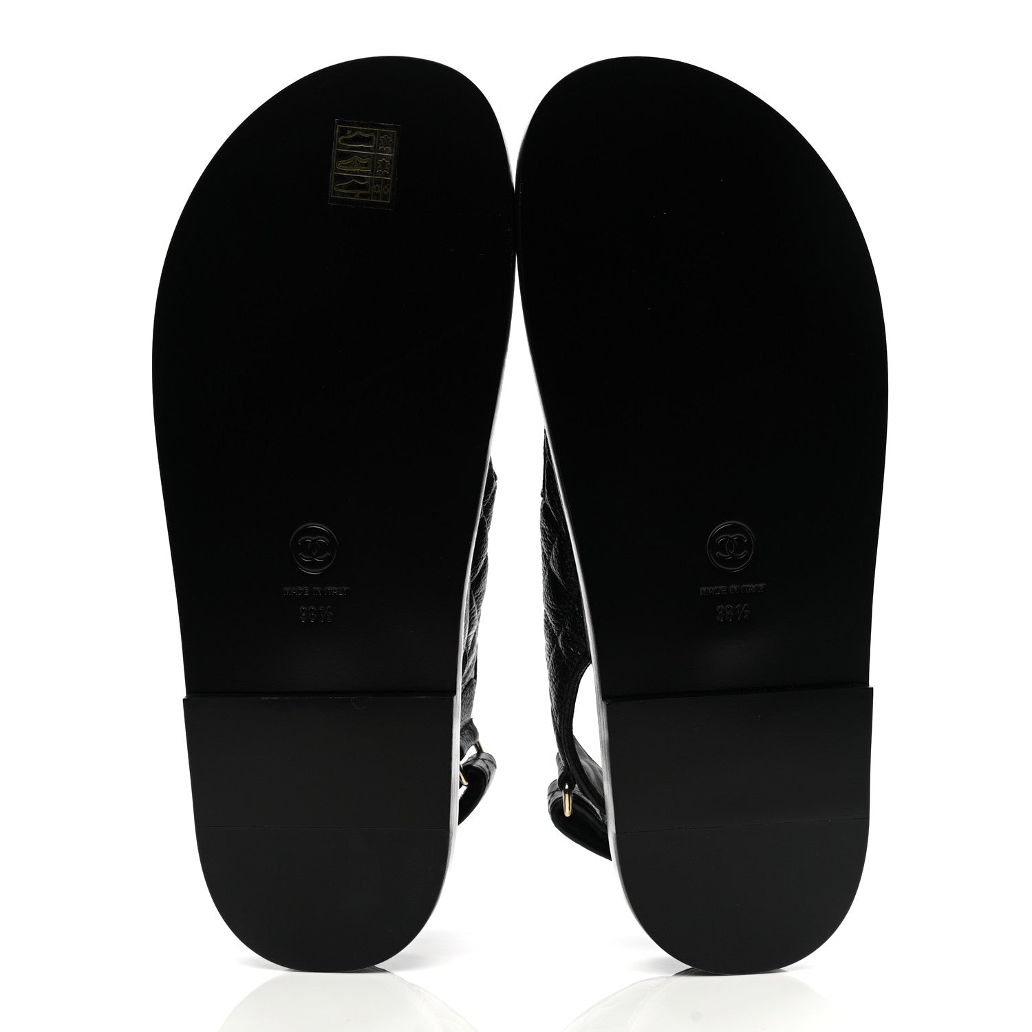 Chanel Grained Calfskin Velcro Dad Sandals 38.5 Black 5 of 9