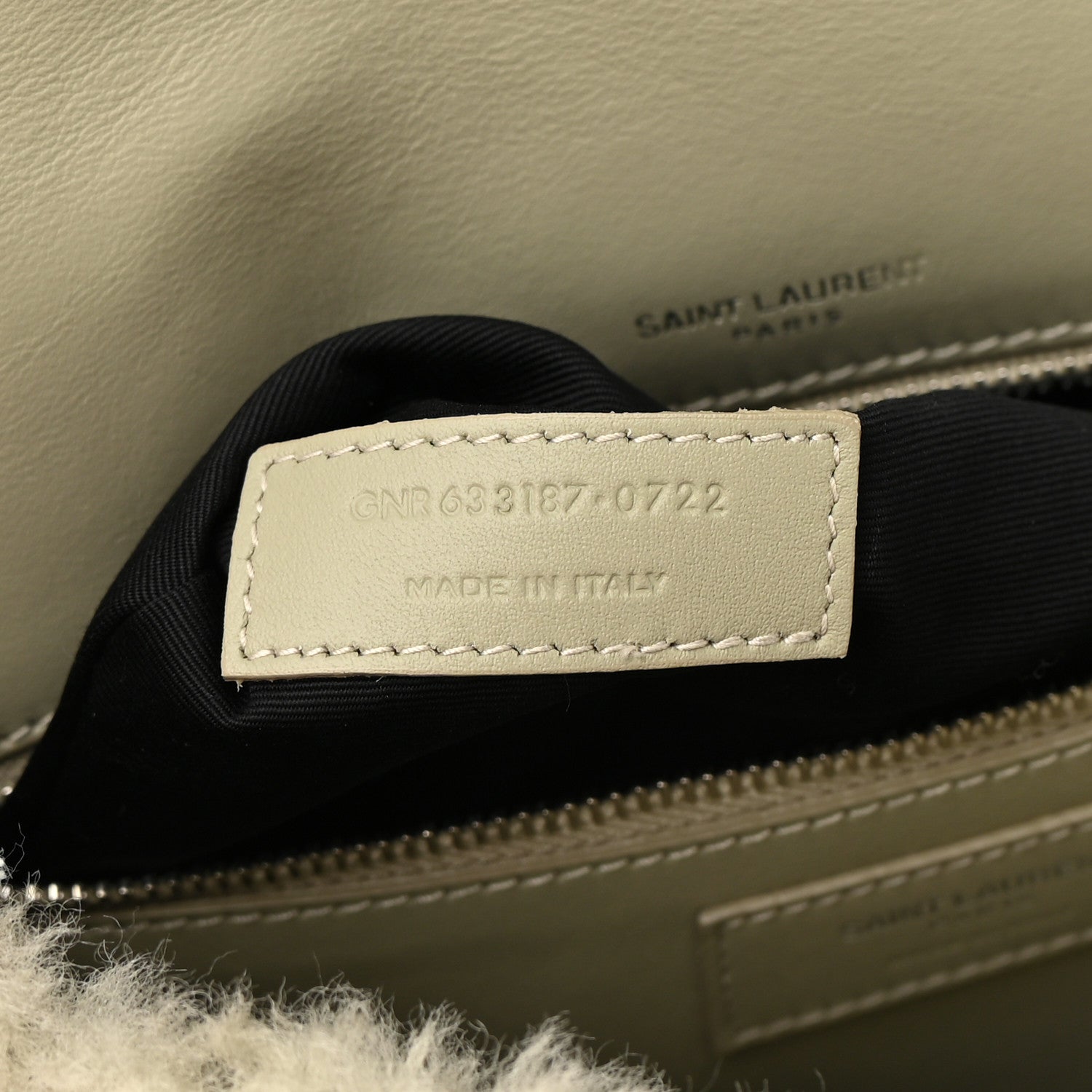 Saint Laurent Calfskin Shearling Monogram Medium Niki Chain Satchel Grey 7 of 12