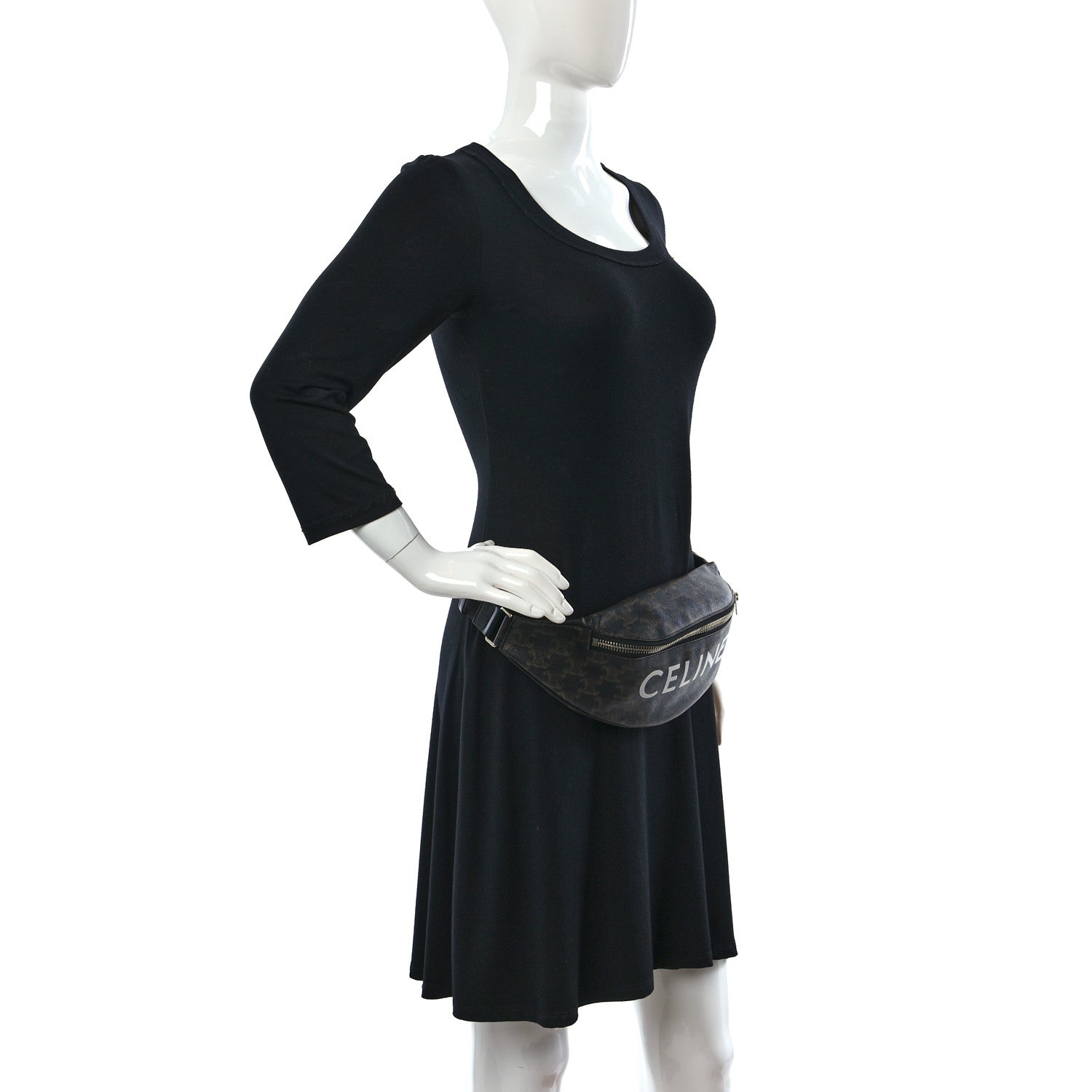 Celine Triomphe Logo Canvas Belt Bag Black 3 of 7