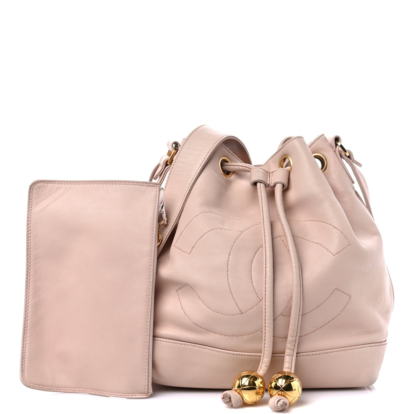 Lambskin Mini CC Drawstring Bag Light Pink