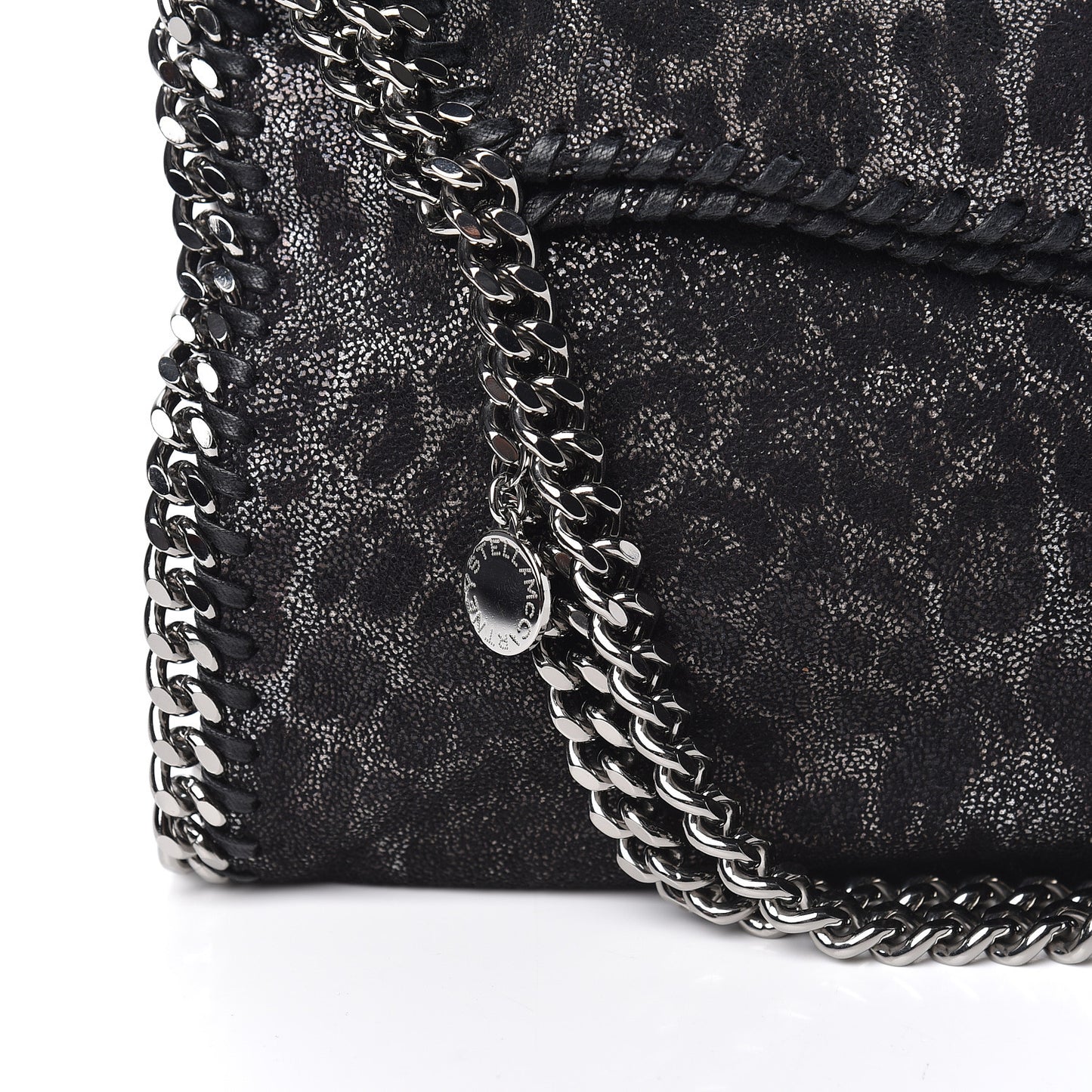 Shaggy Deer Leopard Print Mini Falabella Tote Black