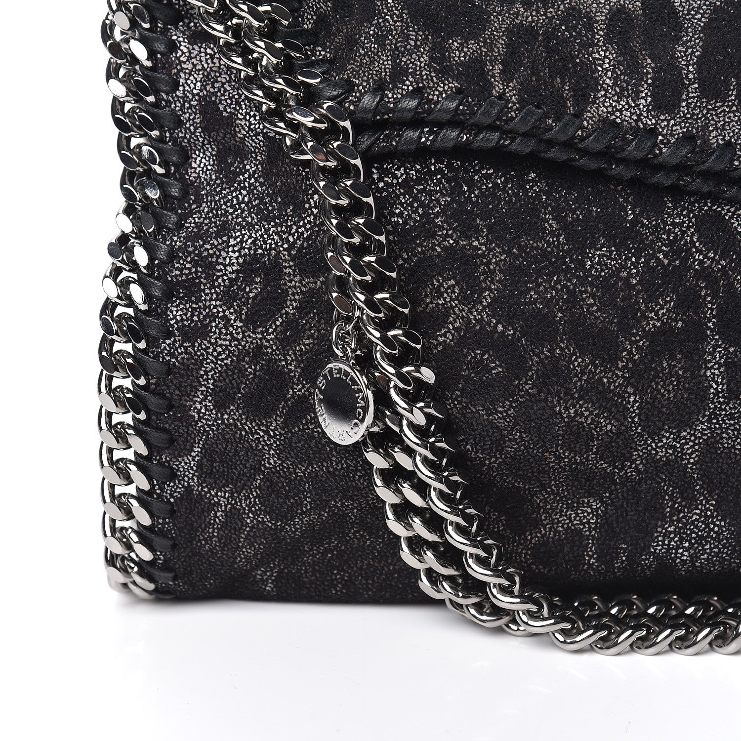Stella McCartney Shaggy Deer Leopard Print Mini Falabella Tote Black 8 of 8