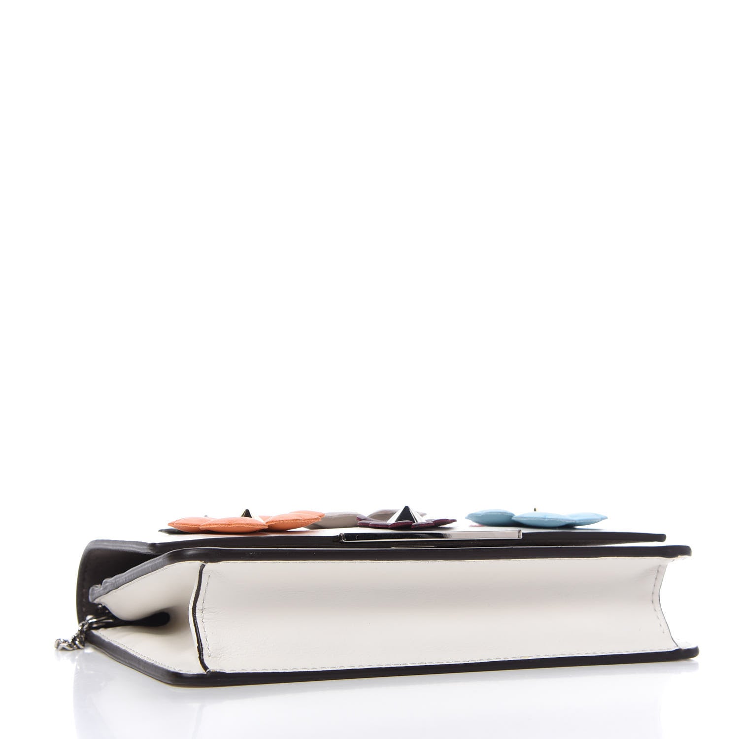 Fendi Vitello Century Lucido Nappa Flowerland Studded Tube Wallet On Chain White Ice Multicolor 4 of 11