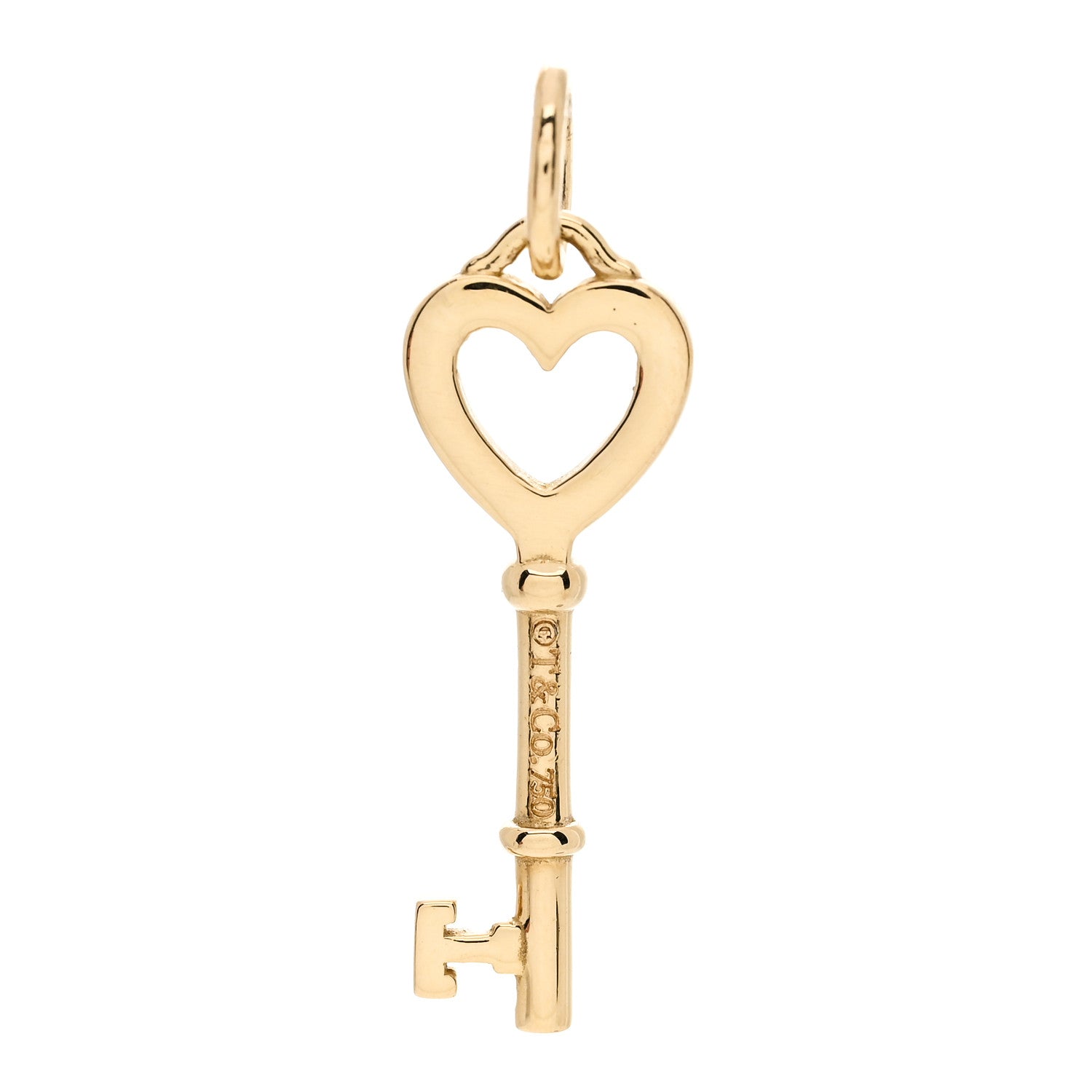 Tiffany 18K Yellow Gold Mini Heart Key Pendant 3 of 3