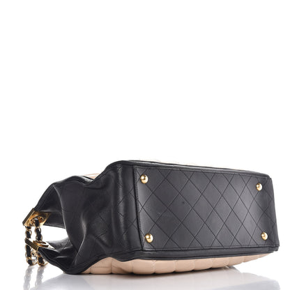 Chanel Lambskin Quilted Elegant CC Shopping Tote Beige Black 4 of 19