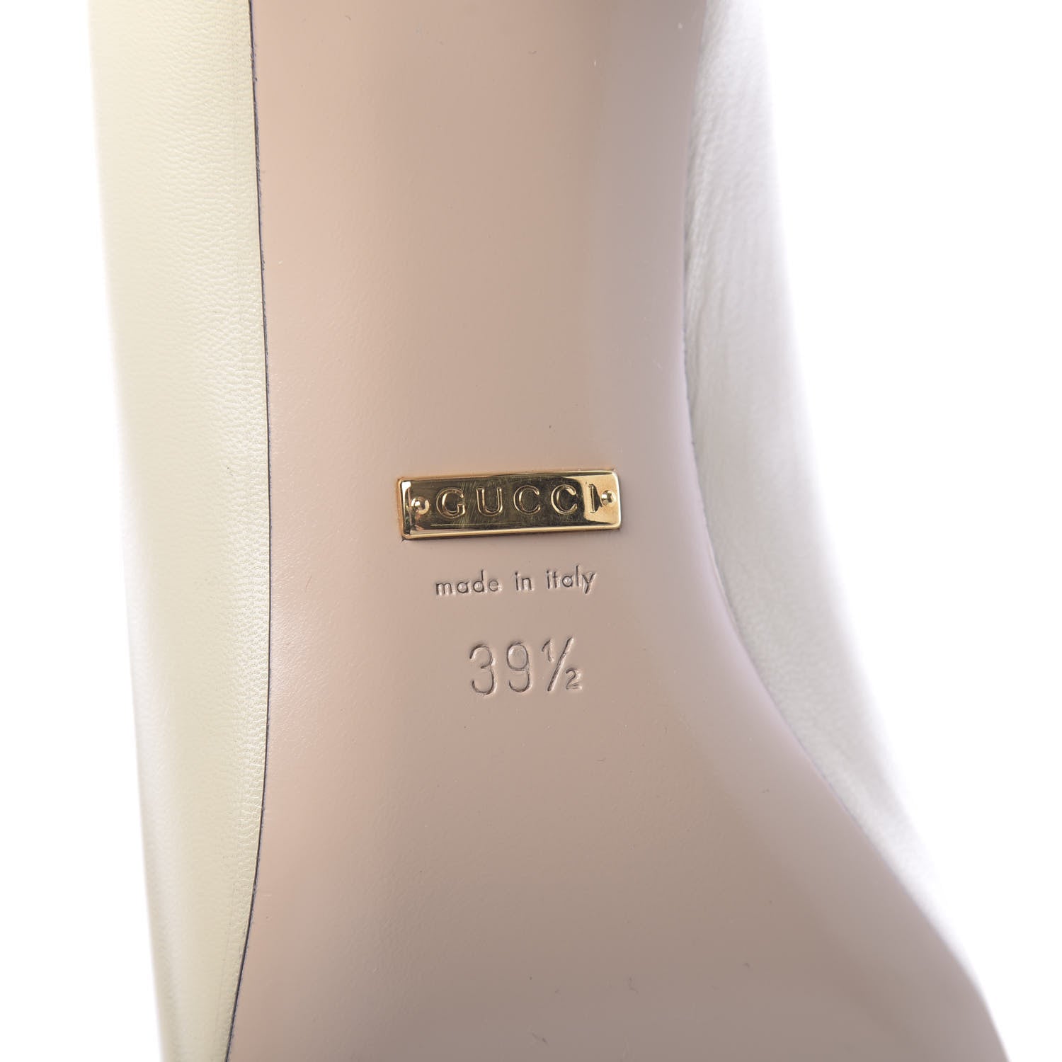 Gucci Malaga Kid Half Moon GG Square Toe Pumps 39.5 Vintage White 8 of 9