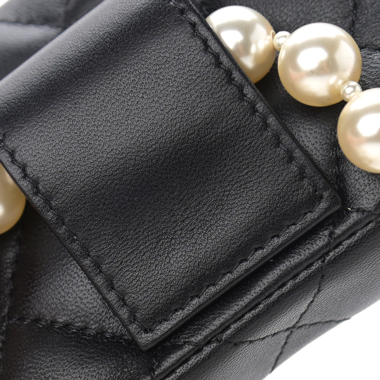 Chanel Lambskin Quilted Pearl Chain Belt Bag Black 10 of 13