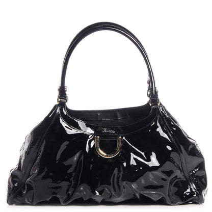 Gucci Patent D Gold Large Shoulder Bag Black 1 of 7
