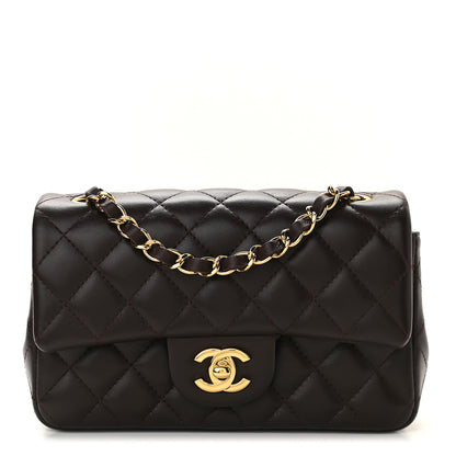 Chanel Lambskin Quilted Mini Rectangular Flap Dark Brown 1 of 9