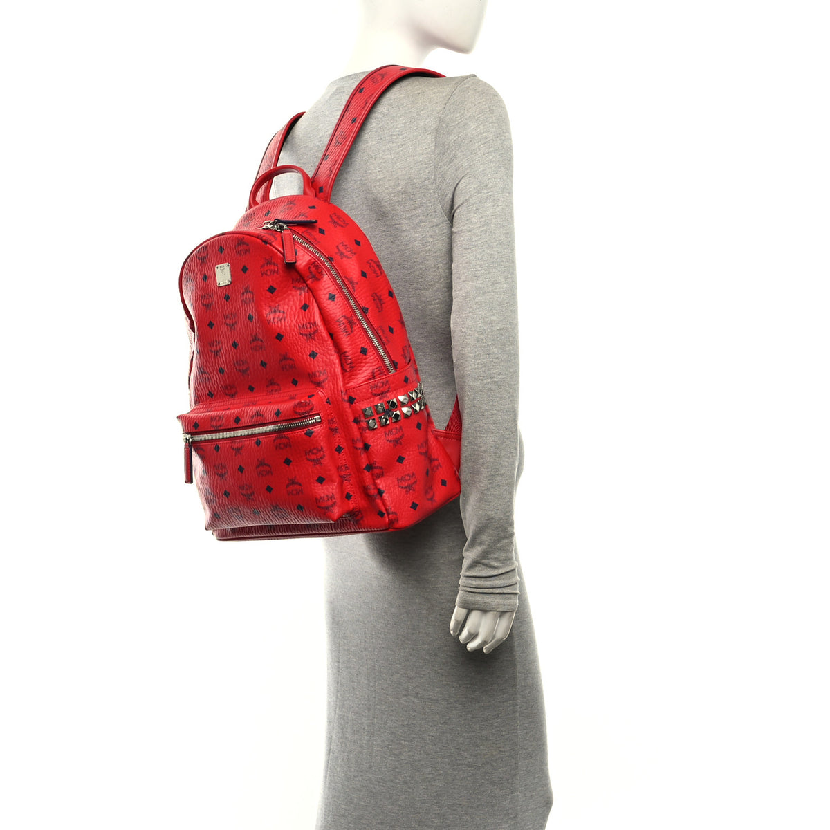 Visetos Medium Side Studs Stark Backpack Ruby Red
