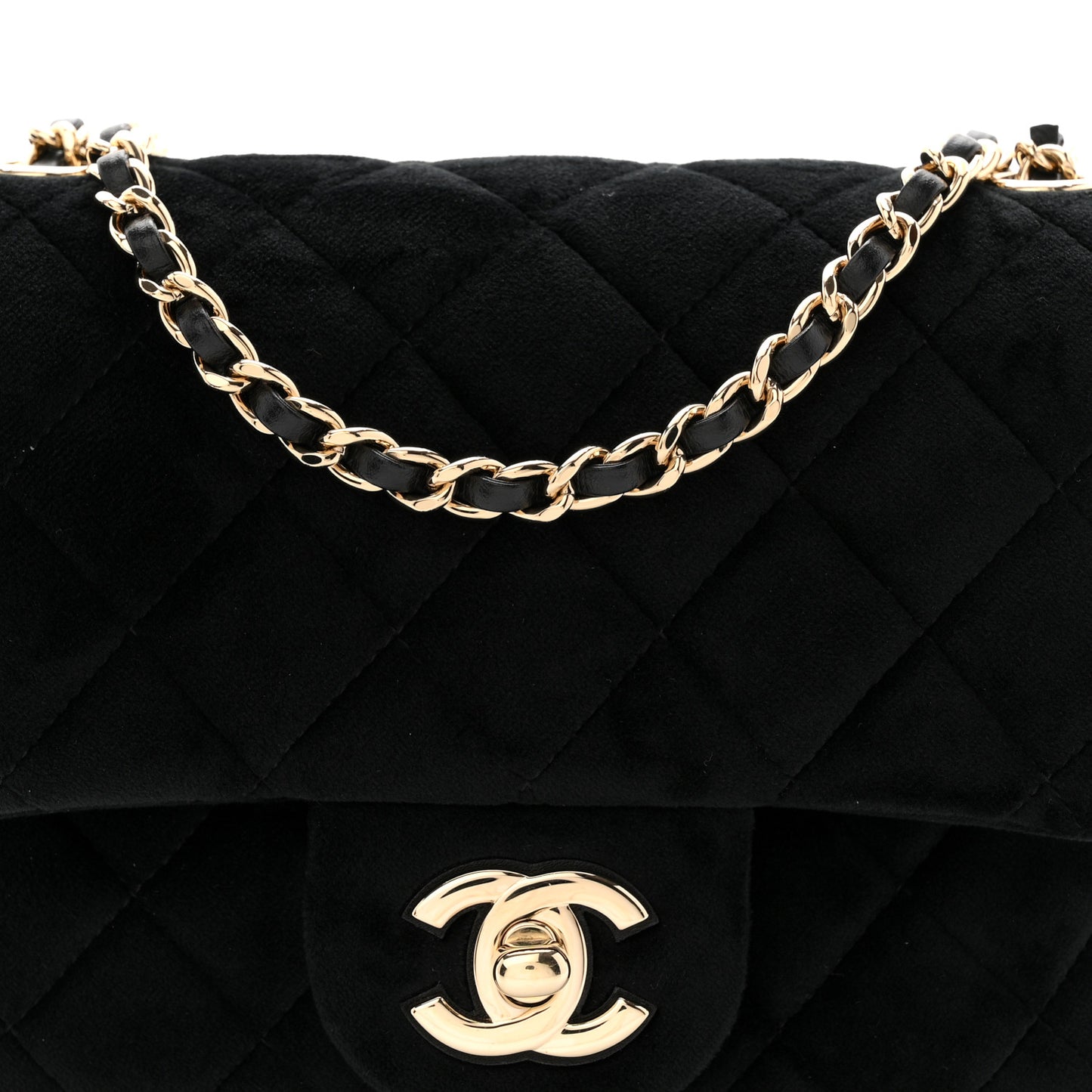 Velvet Quilted Mini Square Pearl Crush Flap Black