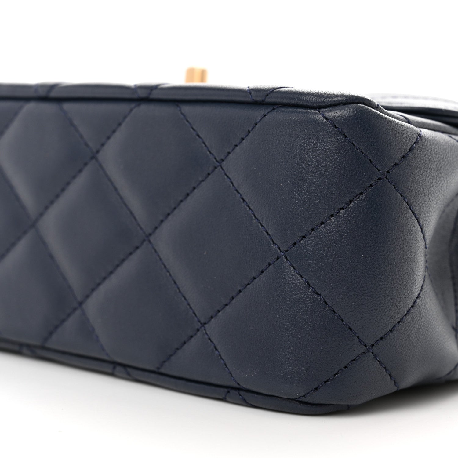 Chanel Lambskin Metal Quilted Twist Top Handle Flap With Chain Blue 10 of 10