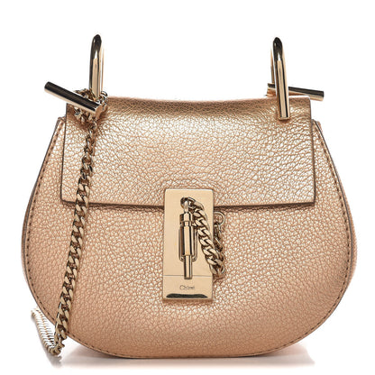Chloe Metallic Grained Goatskin Nano Drew Shoulder Bag Abstract Gold 1 of 8