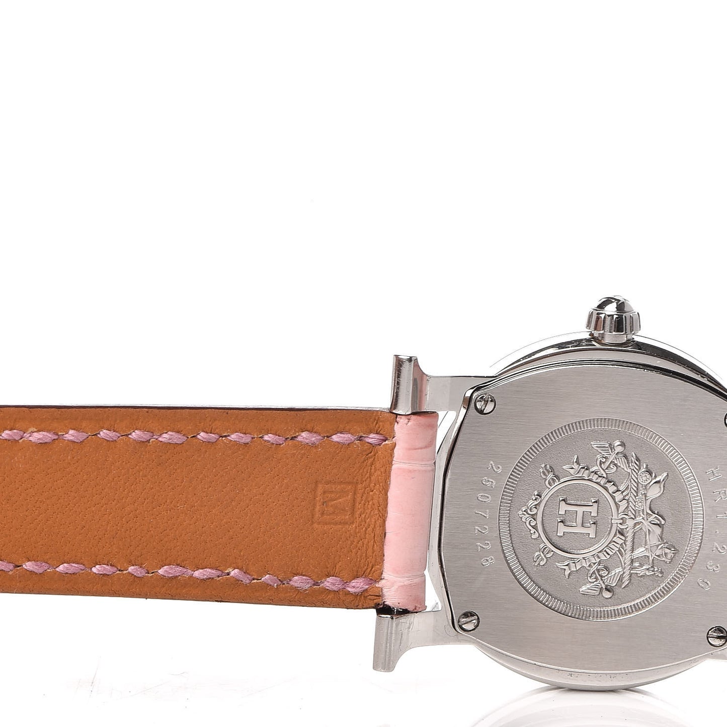 Stainless Steel Alligator Diamond Mother of Pearl 25mm Heure H Ronde Quartz Watch Pink