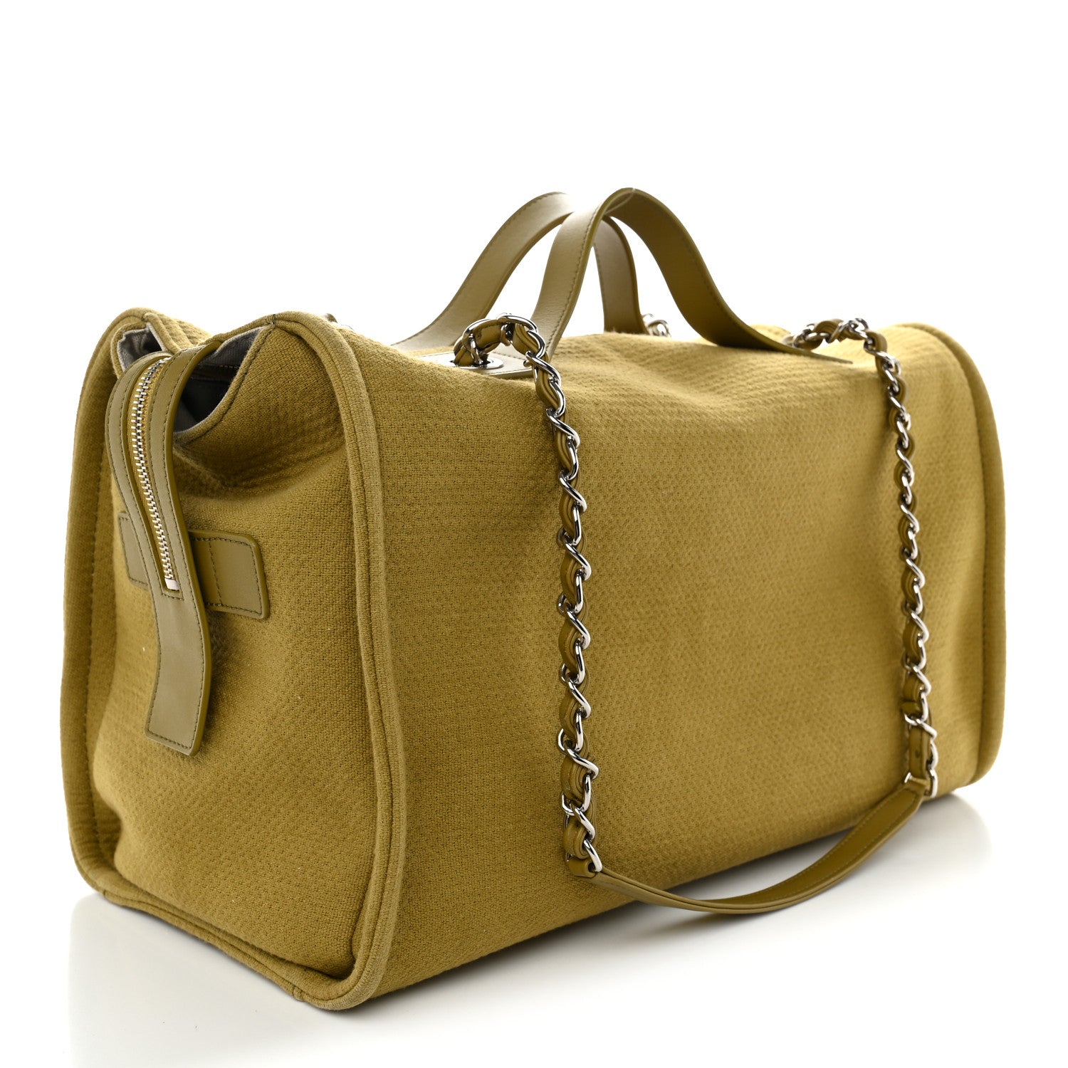 Chanel Mixed Fibers Large Deauville Bowling Bag Green 3 of 11
