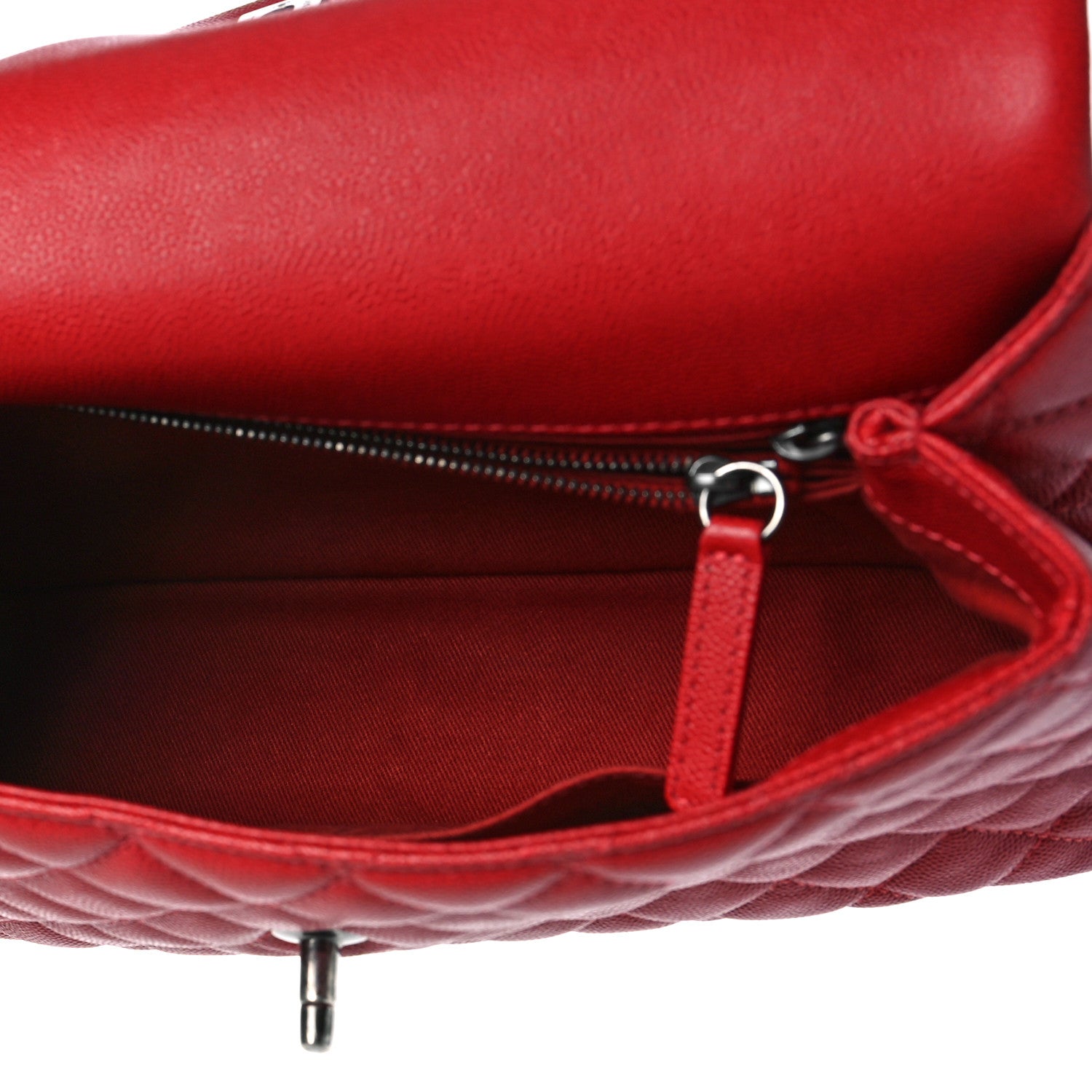 Chanel Caviar Quilted Small Coco Handle Flap Red 5 of 10