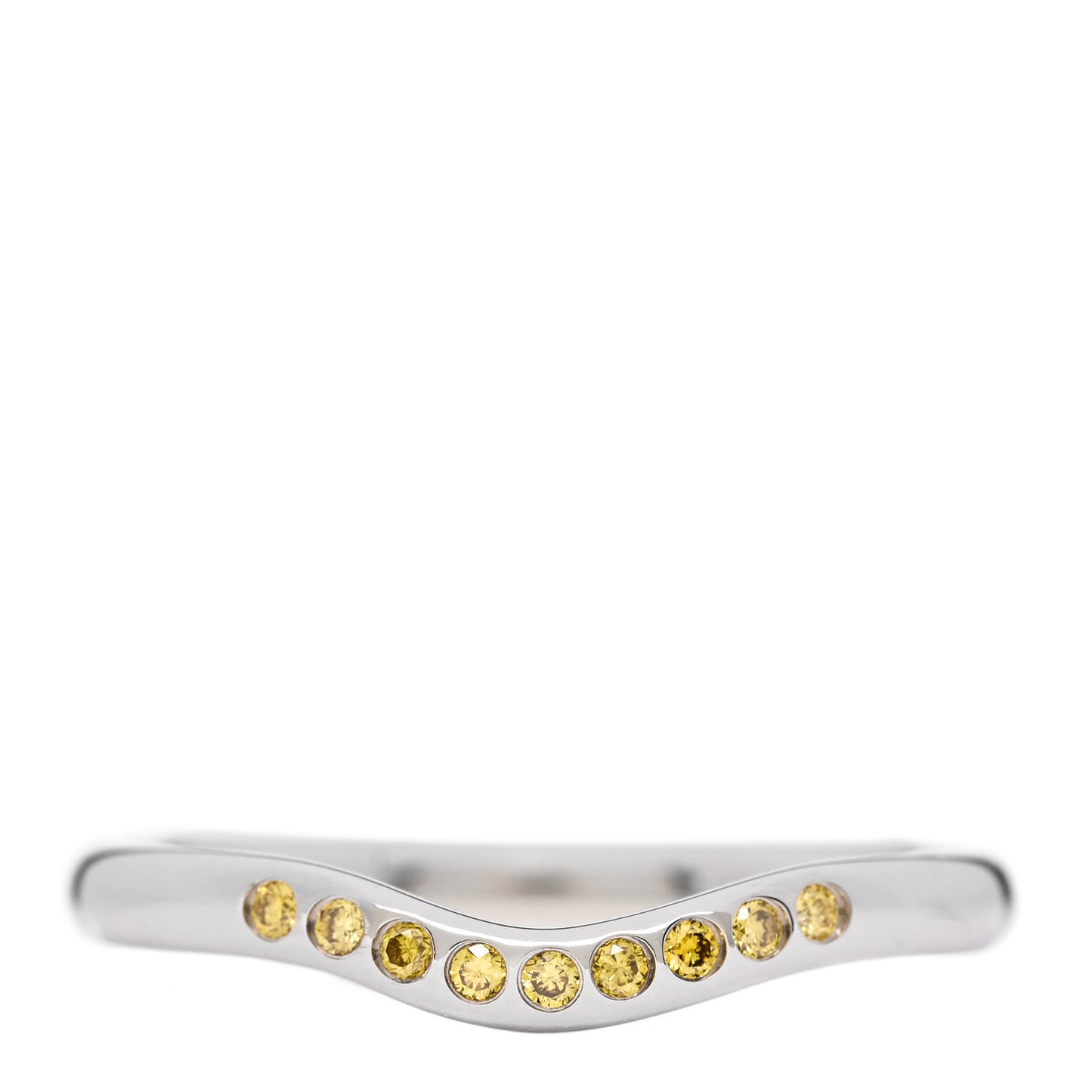 Platinum Yellow Diamond Elsa Peretti Wedding Band Ring 53 6.5