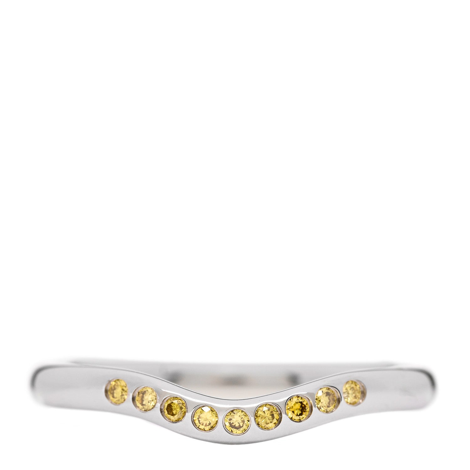 Tiffany Platinum Yellow Diamond Elsa Peretti Wedding Band Ring 53 6.5 1 of 6