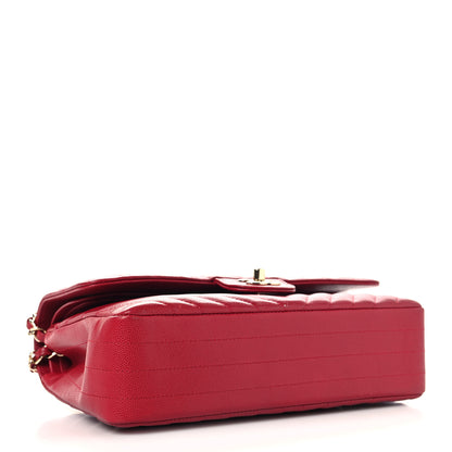 Chanel Caviar Chevron Quilted Medium Double Flap Red 4 of 10