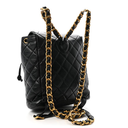 Chanel Lambskin Quilted Drawstring Backpack Black 3 of 12