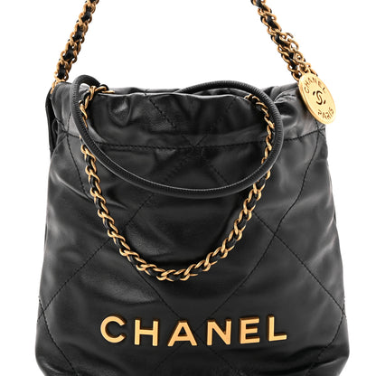Chanel Shiny Calfskin Quilted Mini Chanel 22 Black 8 of 10