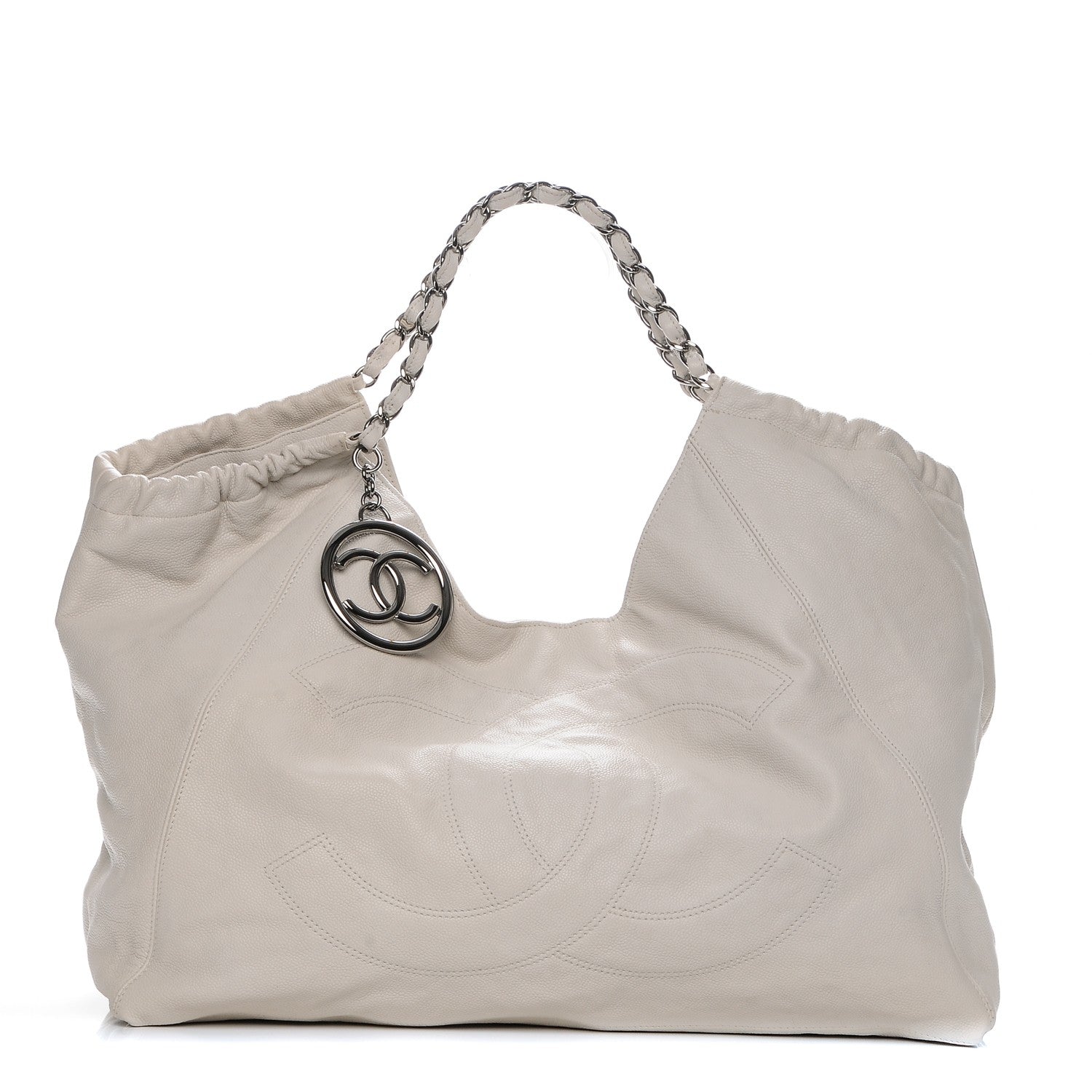 Chanel Distressed Caviar XL Coco Cabas White 1 of 8