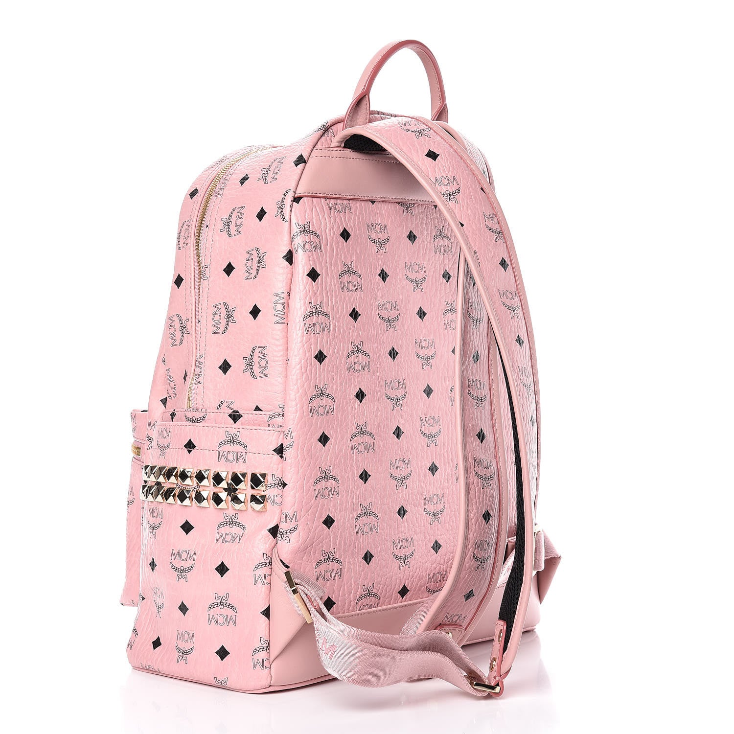 MCM Visetos Medium Side Studs Stark Backpack Pink 3 of 11