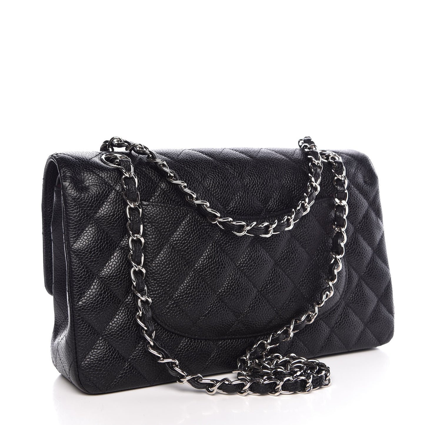 Caviar Quilted Medium Double Flap Black