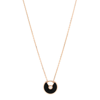 Cartier 18K Pink Gold Diamond Black Onyx XS Amulette de Cartier Pendant Necklace 1 of 5