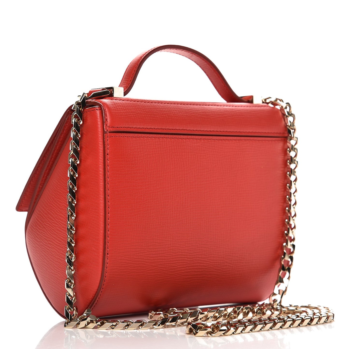 Textured Calfskin Mini Pandora Box Chain Crossbody Bag Medium Red
