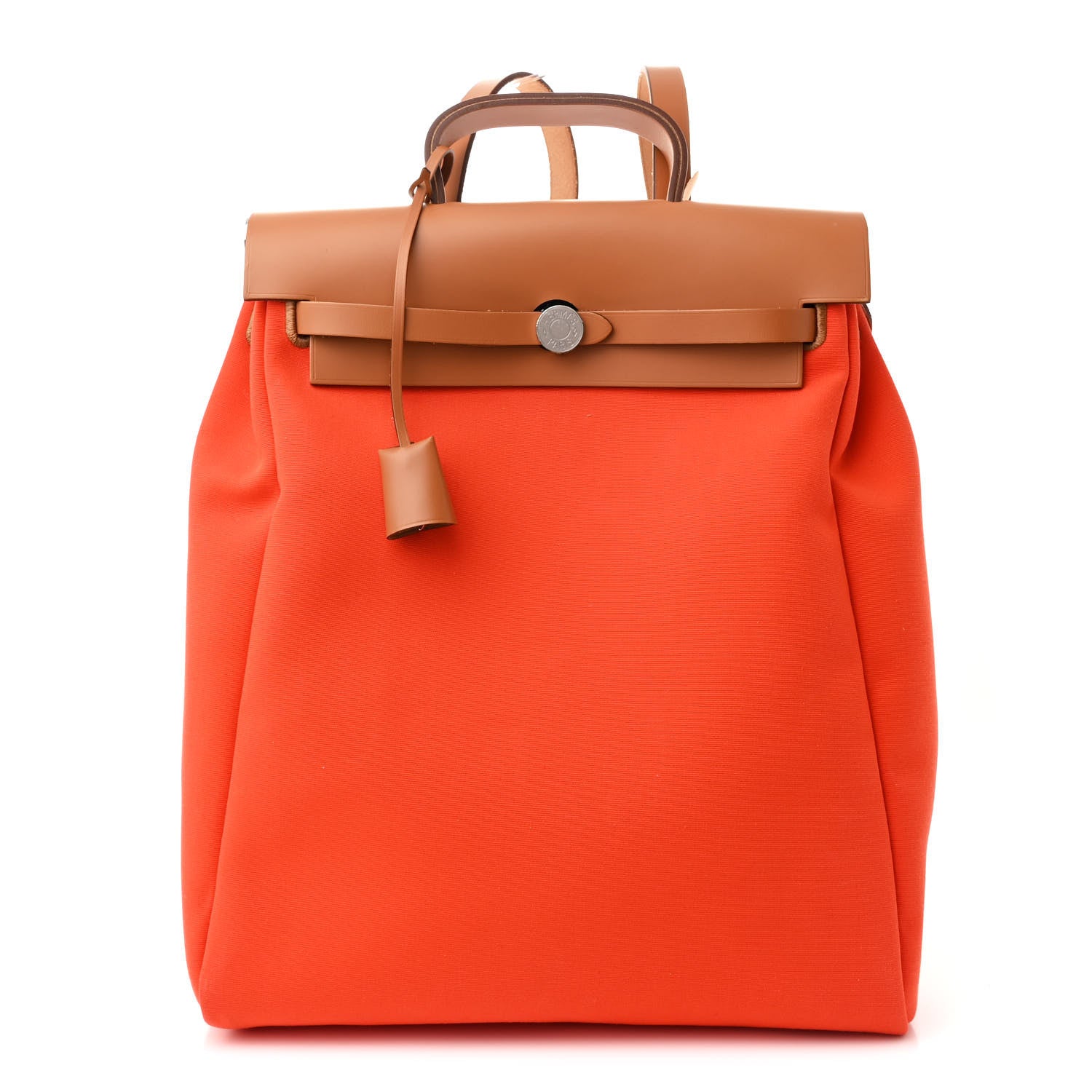 Hermes Military Toile Vache Hunter Herbag a Dos Zip Retourne Backpack Orange Mecano Fauve 1 of 12