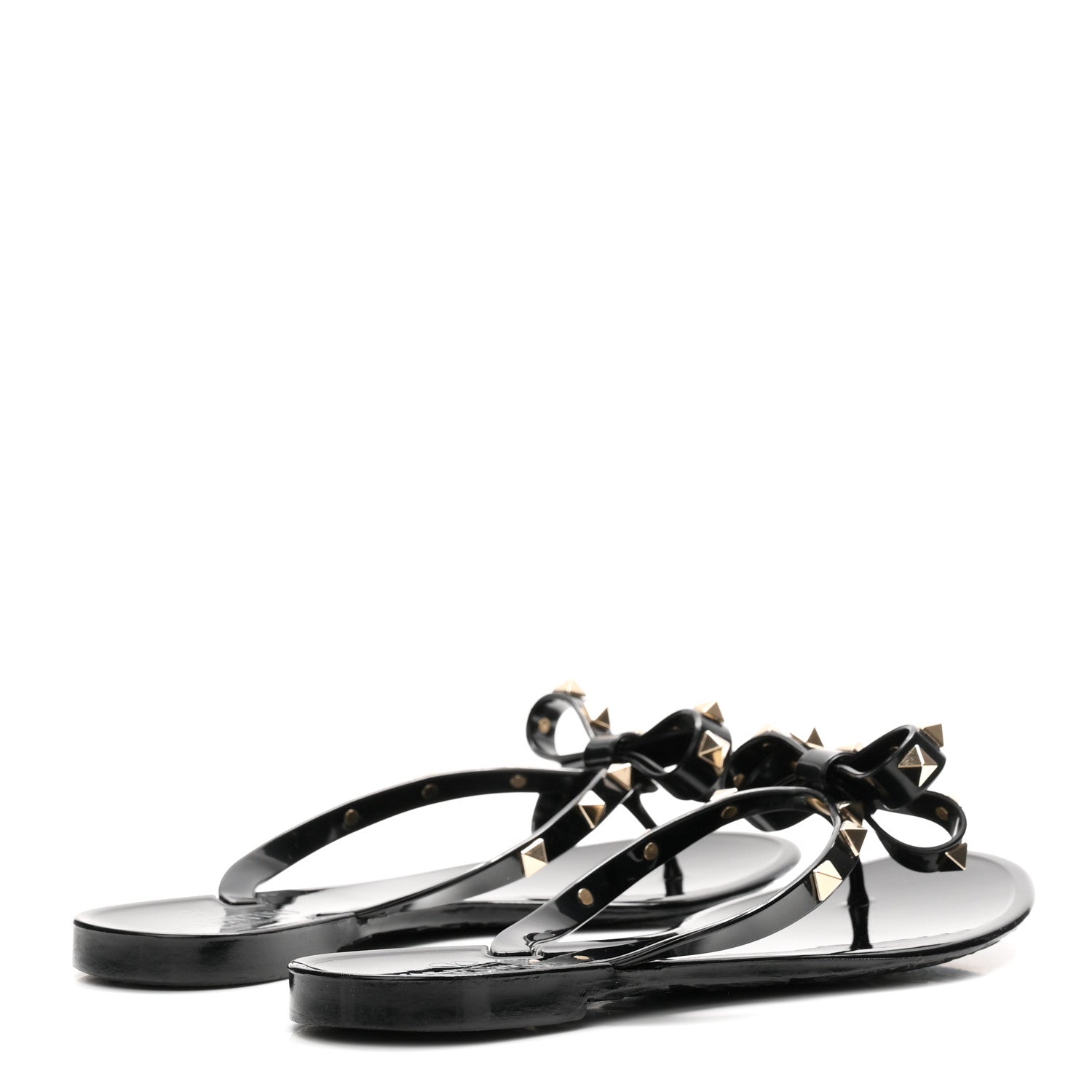 Valentino Garavani PVC Jelly Rockstud Bow Thong Sandals 38 Black 5 of 9