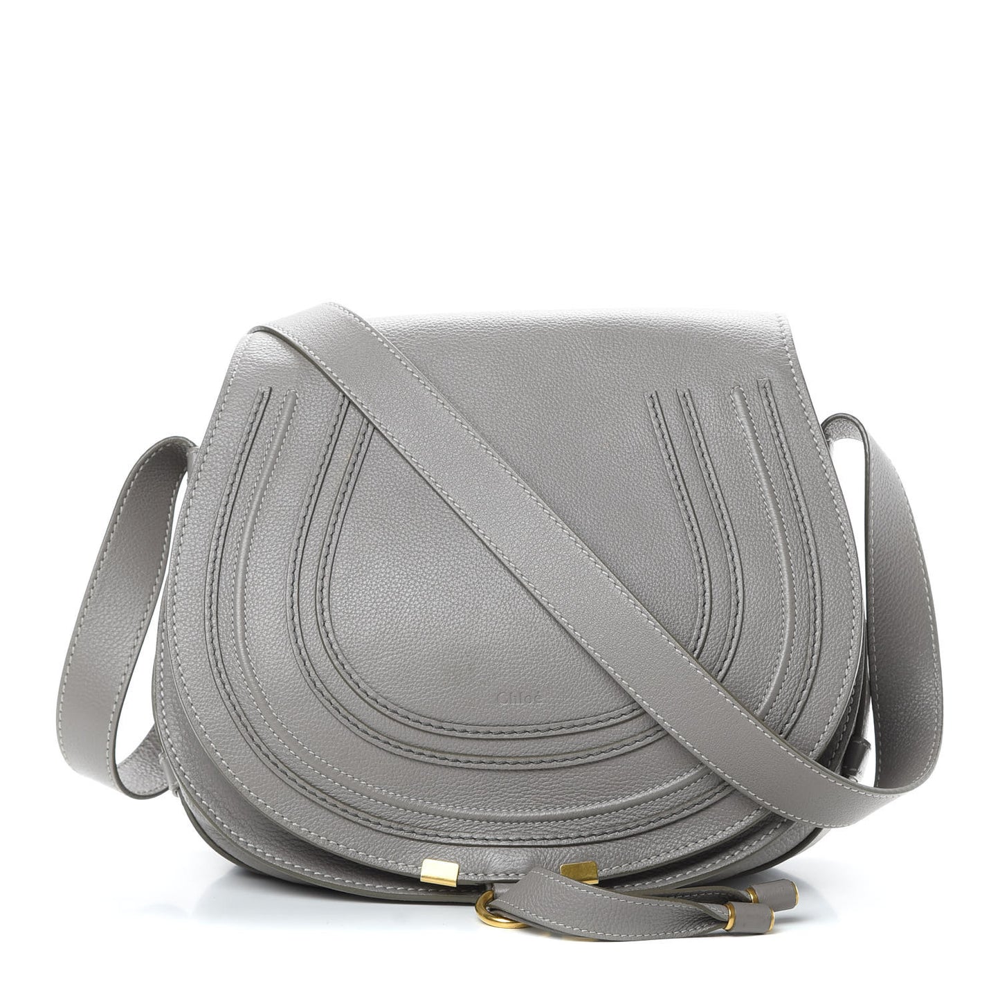 Calfskin Medium Marcie Round Crossbody Bag Cashmere Grey