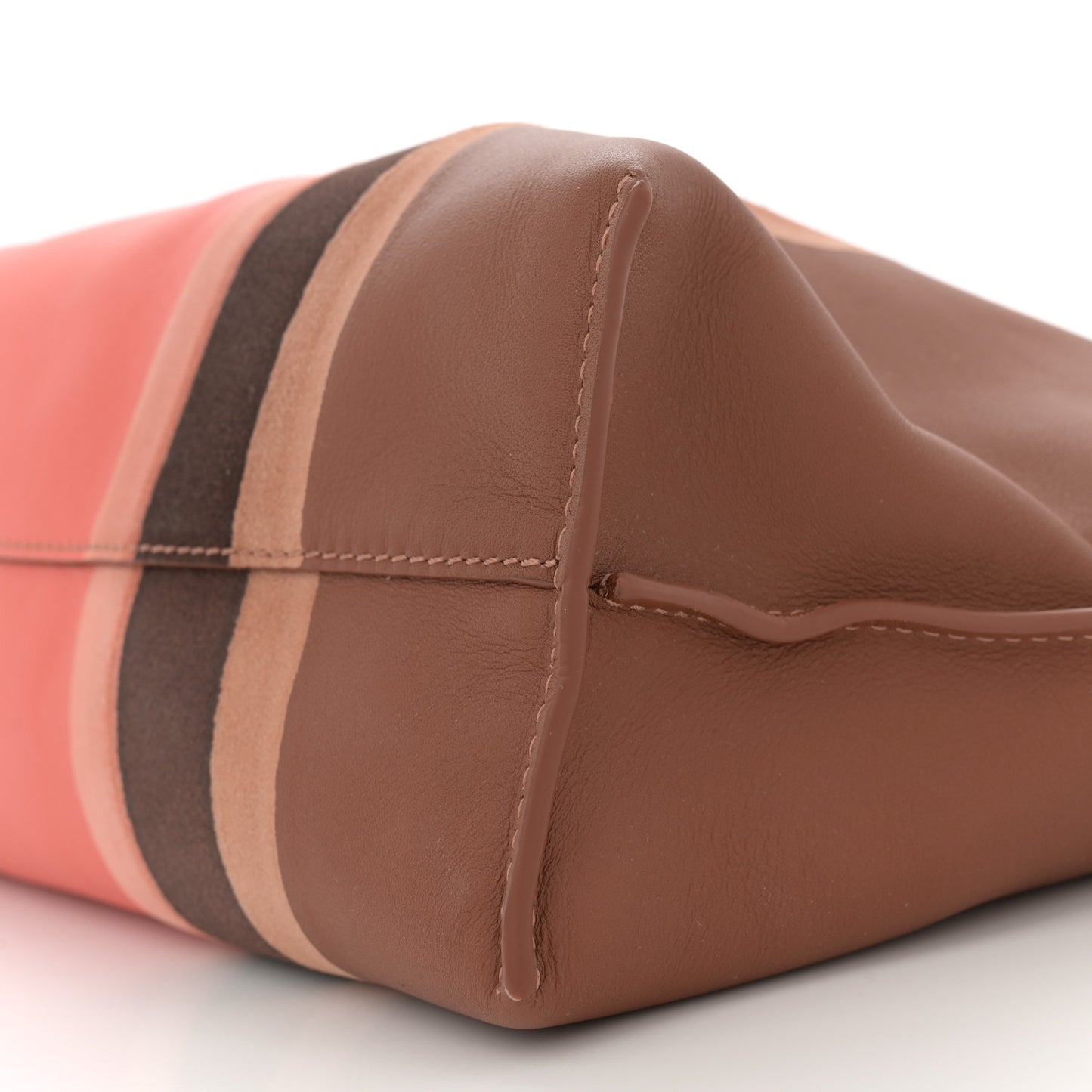 Nappa Calfskin Suede Medium Flamenco Landscape Knot Clutch Pecan Parrot Pink