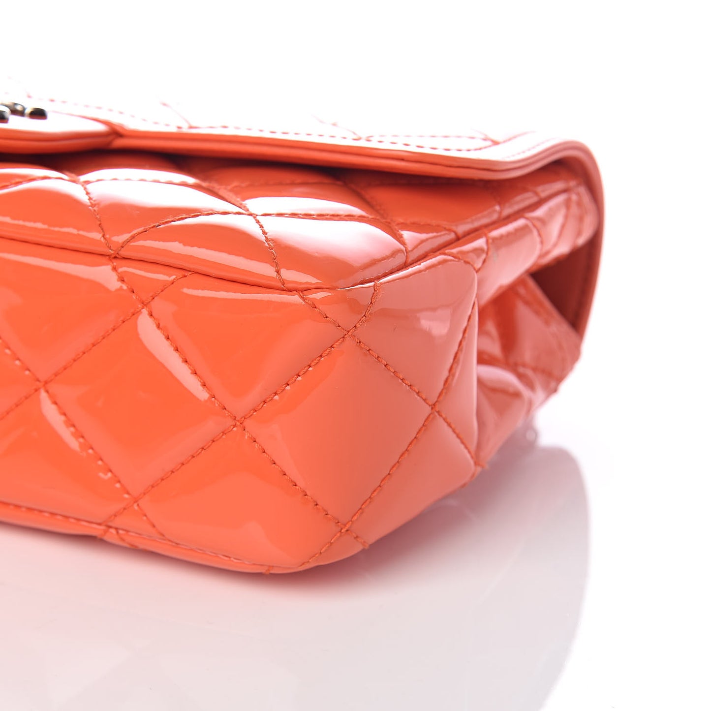 Patent Quilted Small Coco Shine Flap Orange