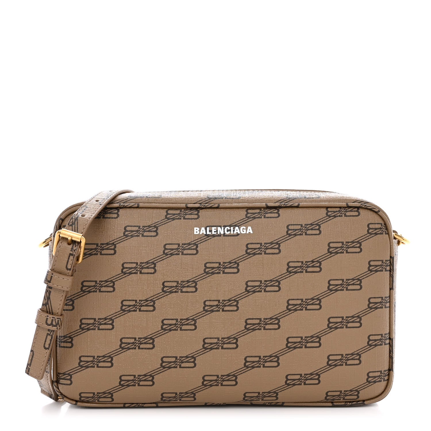 Balenciaga Coated Canvas BB Monogram Medium Signature Camera Bag Beige Brown 1 of 11