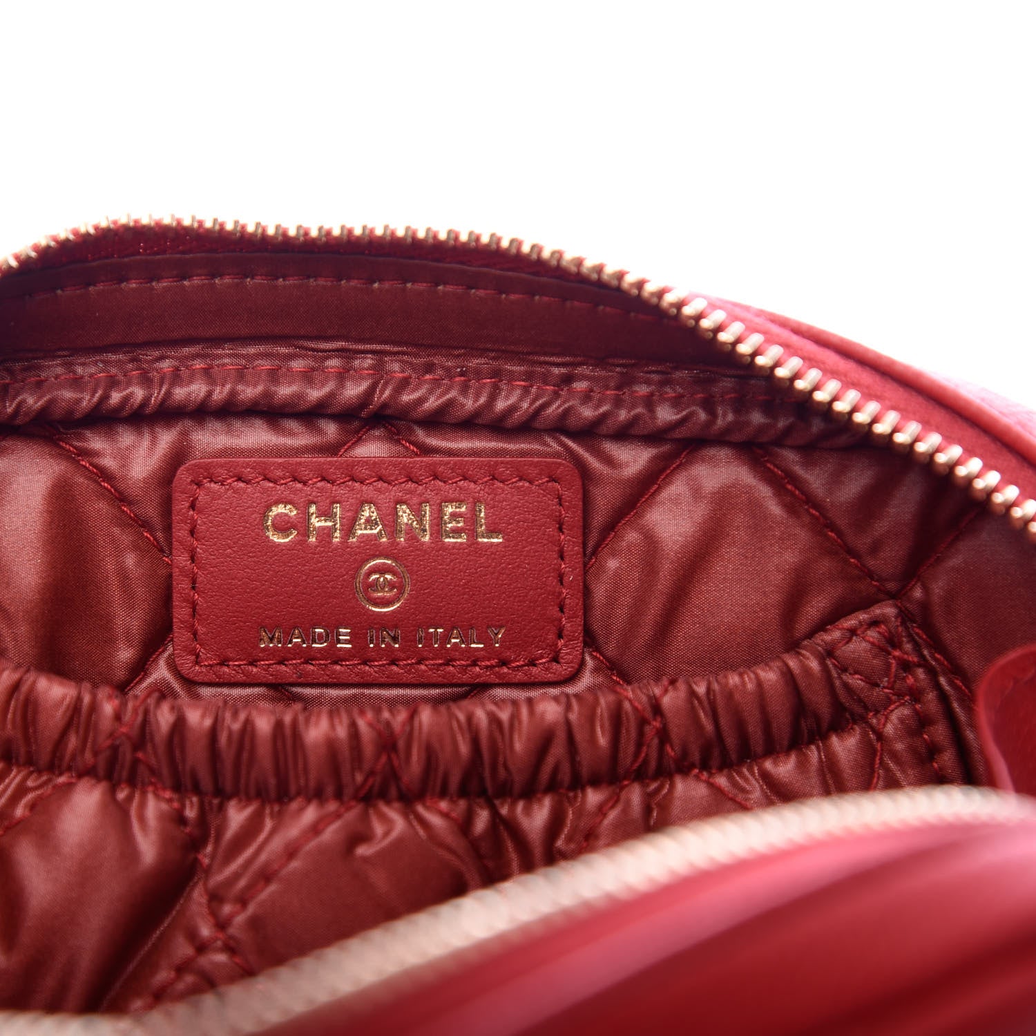 Chanel Caviar Quilted Small Curvy Pouch Cosmetic Case Dark Red 6 of 8