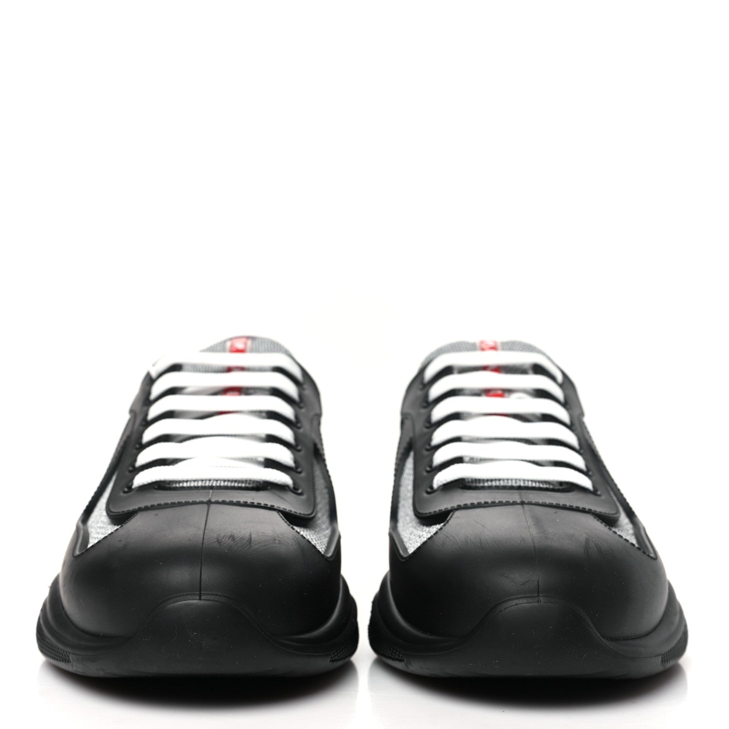 Prada Soft Rubber Mesh Mens America's Cup Sneakers 45 Black Argento 3 of 10