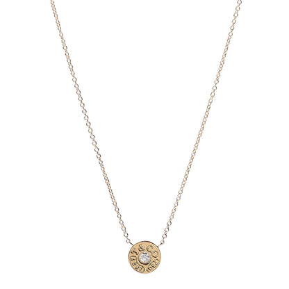 Tiffany 18K Yellow Gold Diamond 1837 Circle Pendant Necklace 1 of 4