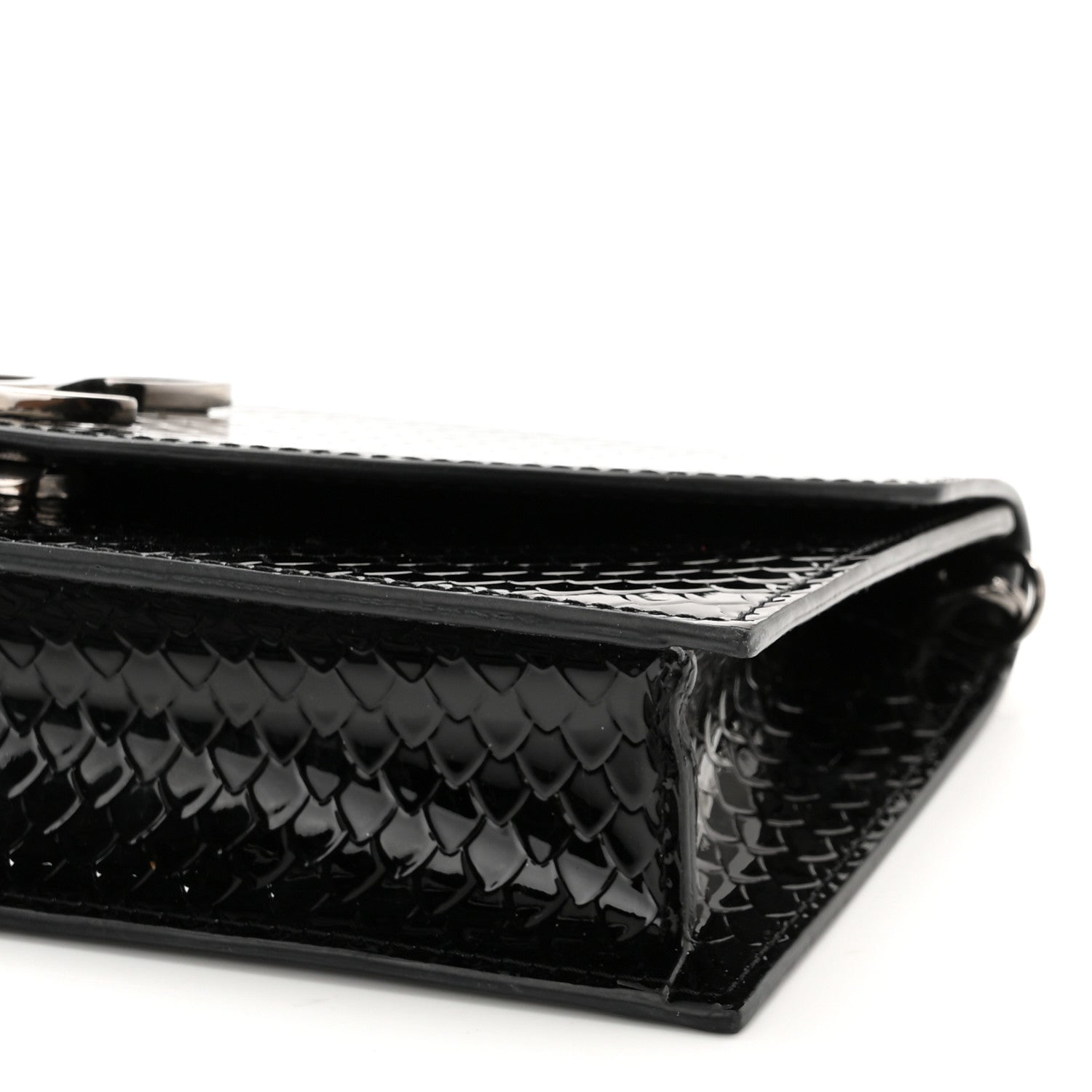 Christian Louboutin Patent Embossed Python Loubi54 Crossbody Clutch Black 9 of 13