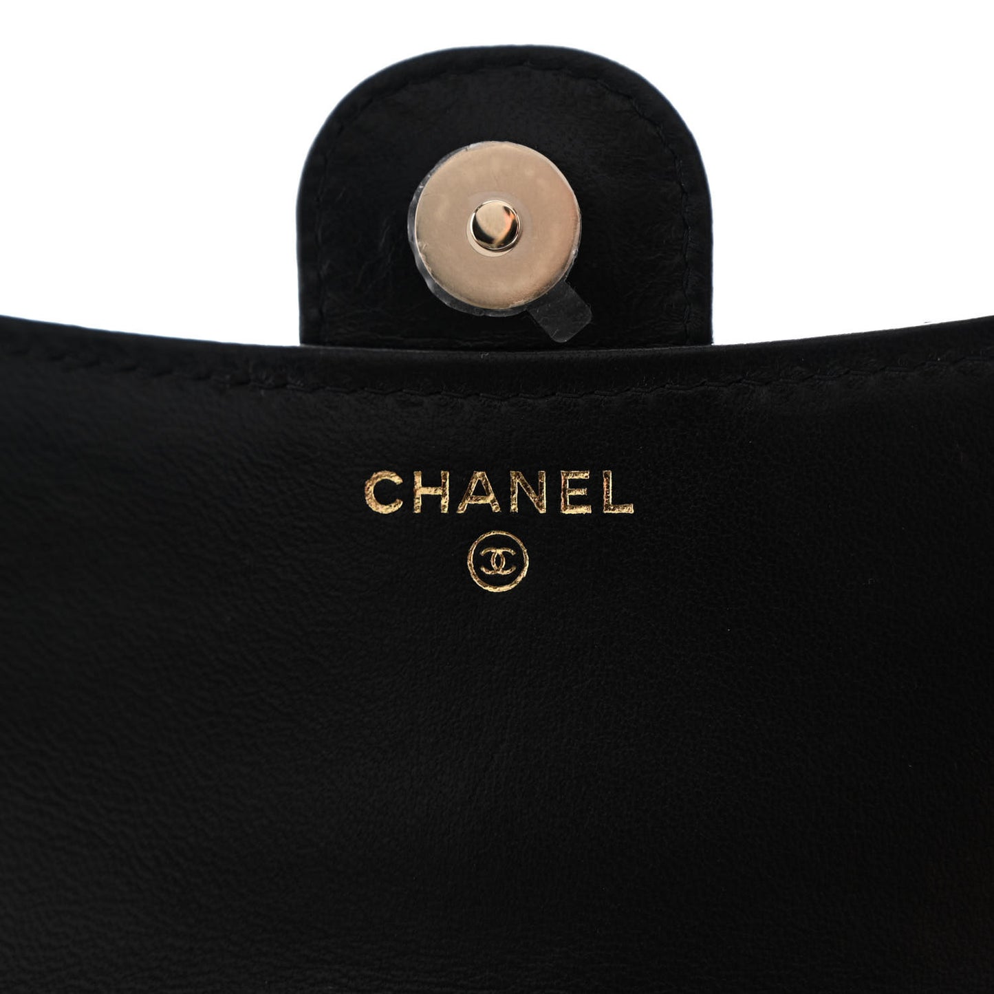 Lambskin Quilted Flap Phone Holder With Chain Black