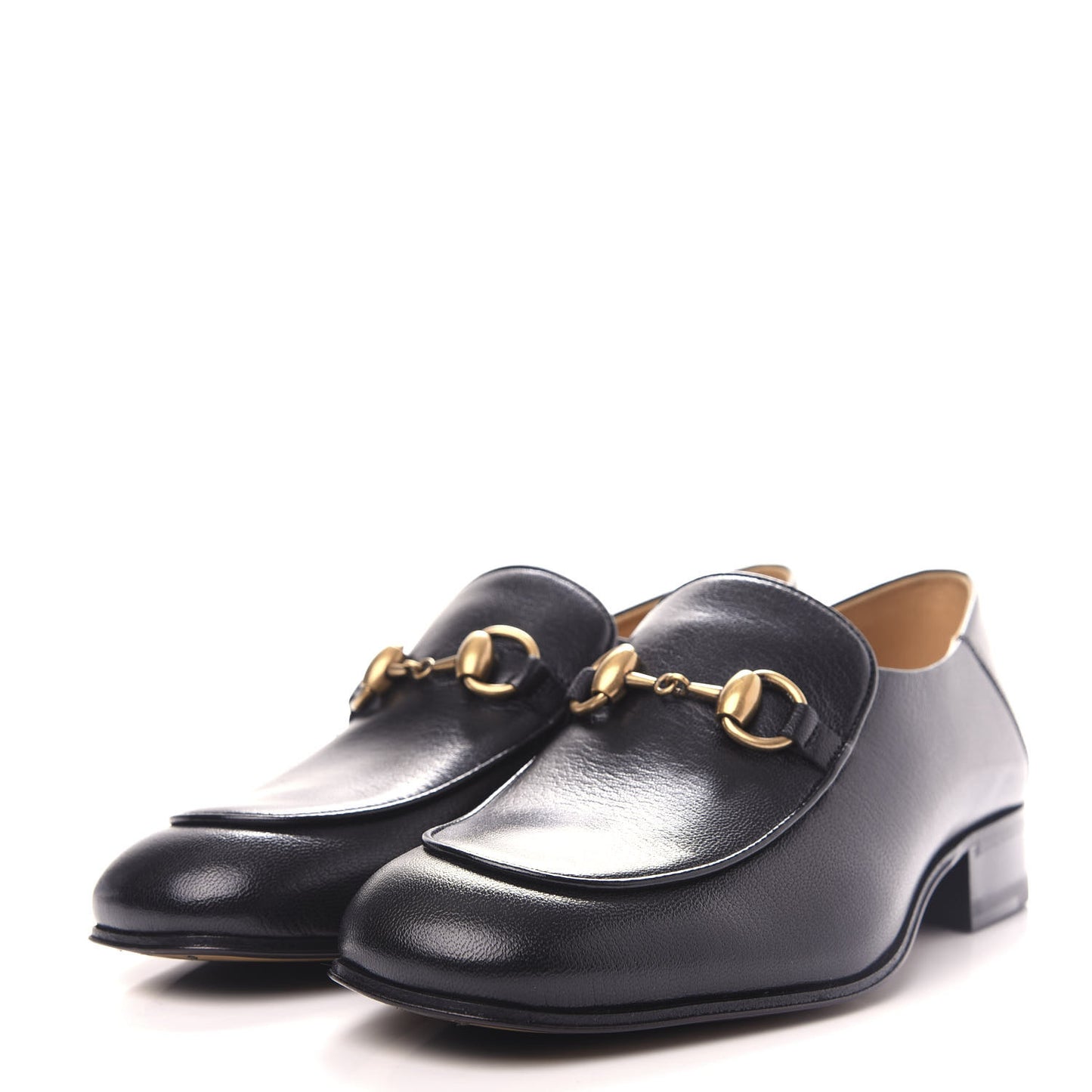 Goatskin Womens Horsebit Mid-Heel Loafers 36 Black