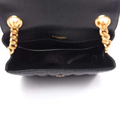 Saint Laurent Grain De Poudre Matelasse Monogram Medium Vicky Chain Bag Black 5 of 9