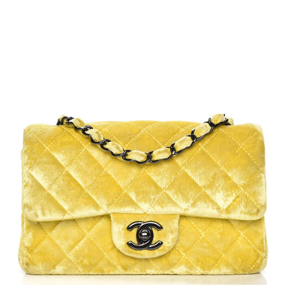 Chanel Velvet Quilted Mini Rectangular Flap Yellow 1 of 7